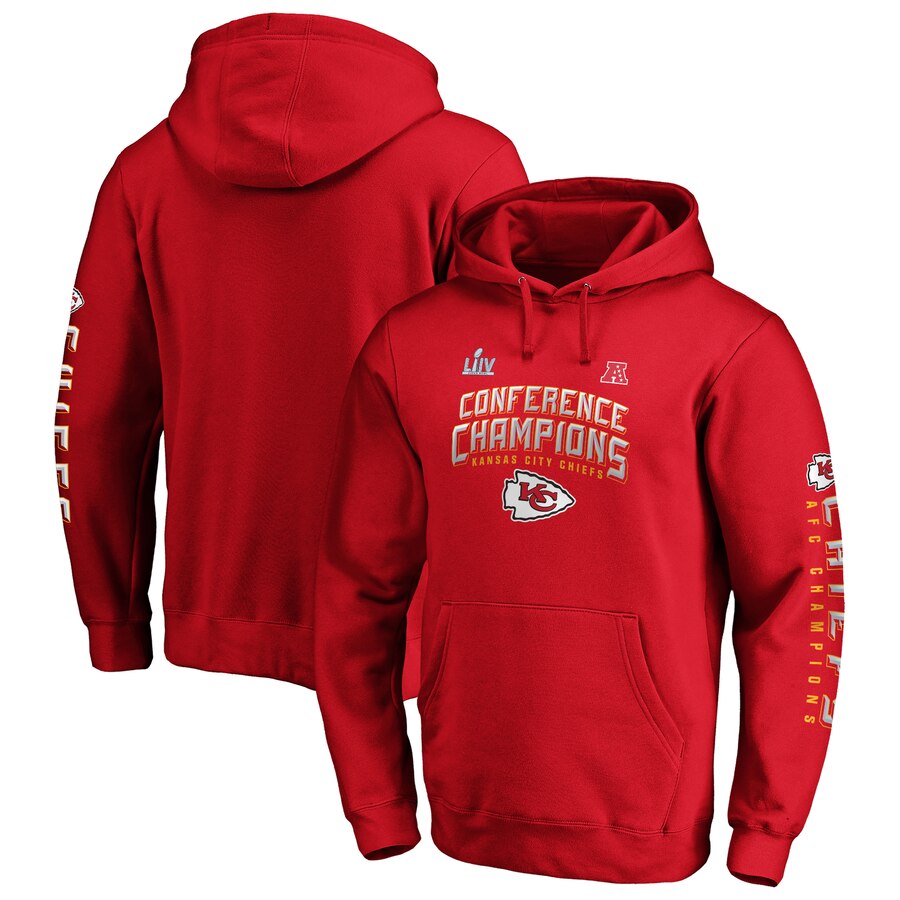 Men Kansas City Chiefs NFL Pro Line by Fanatics Branded 2019 AFC Champions End Around 2Hit Pullover Hoodie Red->kansas city chiefs->NFL Jersey